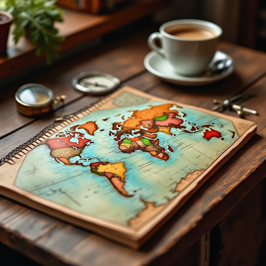 Planification de voyage avec une carte et des notes