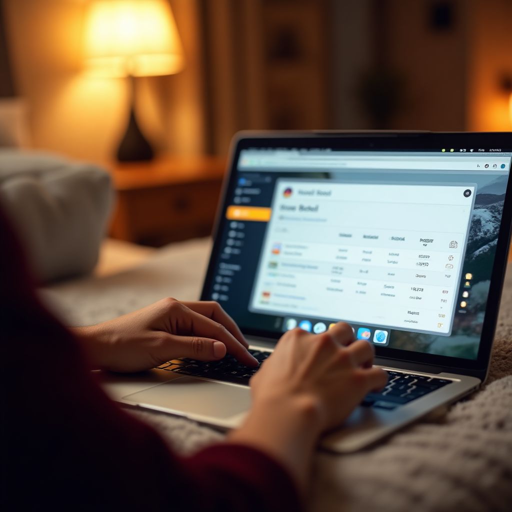Processus de réservation simple sur un ordinateur portable