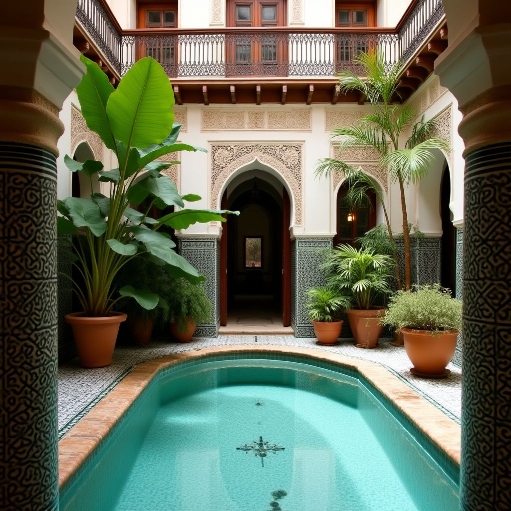 Cour intérieure d'un riad à Marrakech